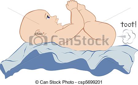 ... Baby Toot - A naked baby  - Fart Clip Art