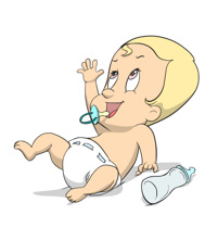 Baby With Pacifier Playing Cl - Clipart Baby
