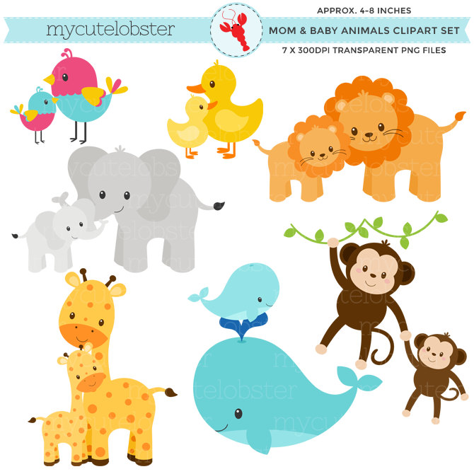 Baby Zoo Animals Clip Art 7 . 
