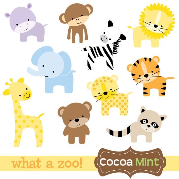 Baby zoo animals clip art