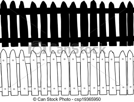 ... Back Lit Picket Fence - Black and white silhouette and.