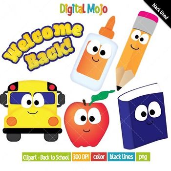 Back to School Clipart Set. A - Back To School Clipart Images