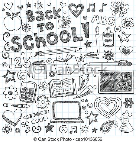Back to School Sketchy Doodles Set - Back to School Supplies.