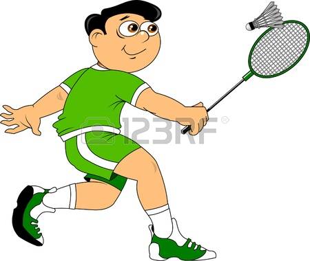 teenager in a green uniform p - Badminton Clipart