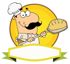 Baker clipart image a smiling baker with a loaf of bread image