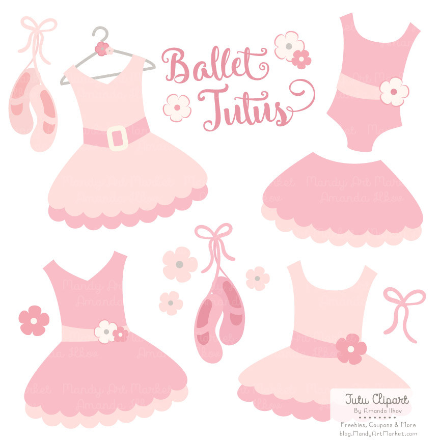 Ballet Tutu Clipart in Soft Pink by Amanda Ilkov - Mandy Art Market - 1 ...
