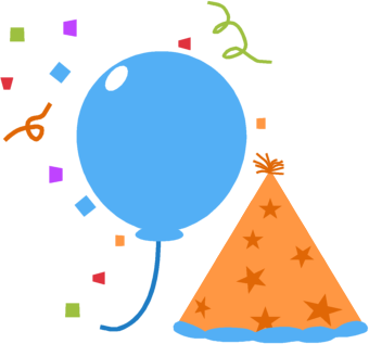 Balloon, Party Hat and Confetti Clip Art Image