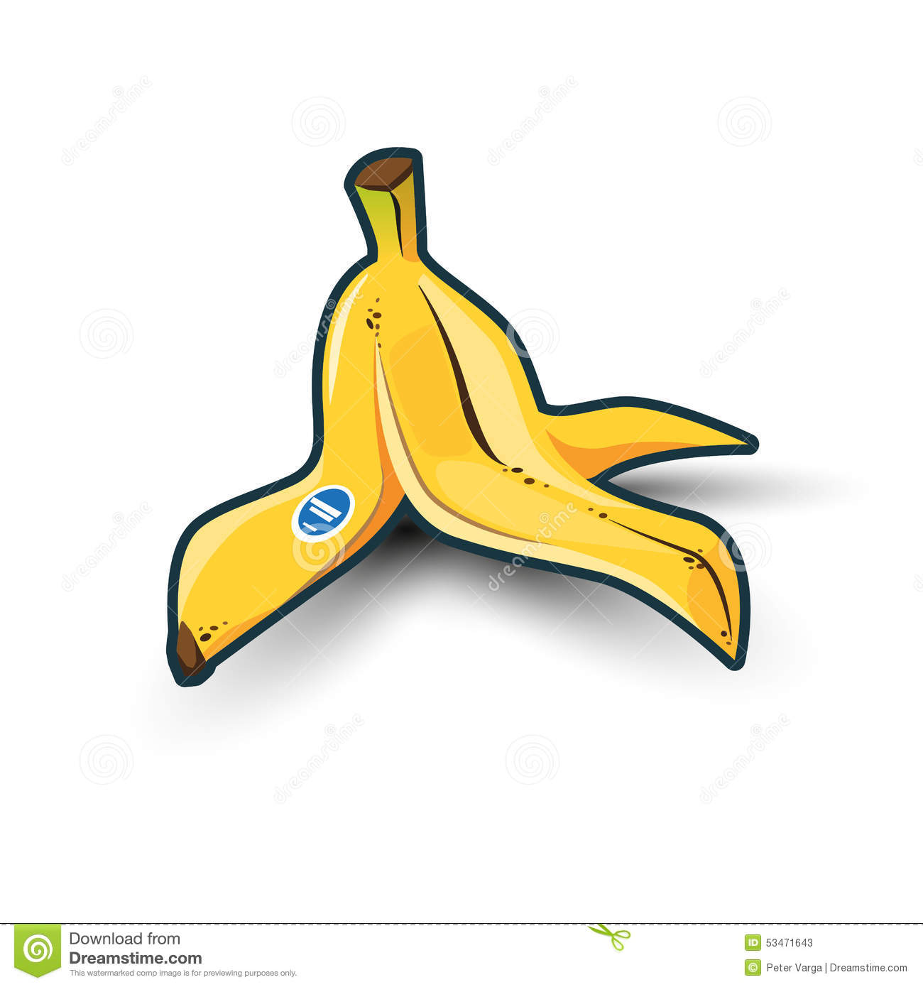 Banana Peel with Shadow Stock Photos