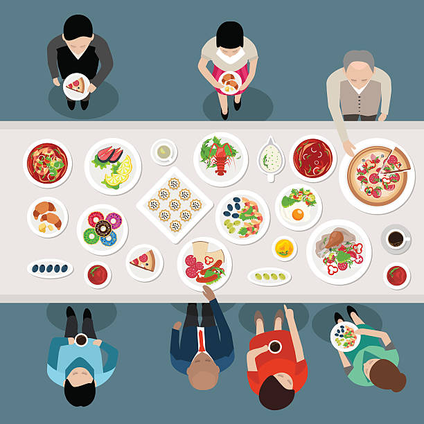 Banquet Catering Party Top View vector art illustration