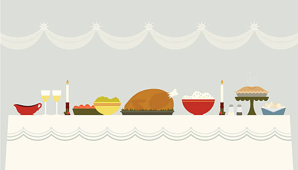 Illustration of a Christmas banquet table vector art illustration