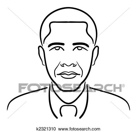 Clipart - Barack Obama line drawing. Fotosearch - Search Clip Art,  Illustration Murals,