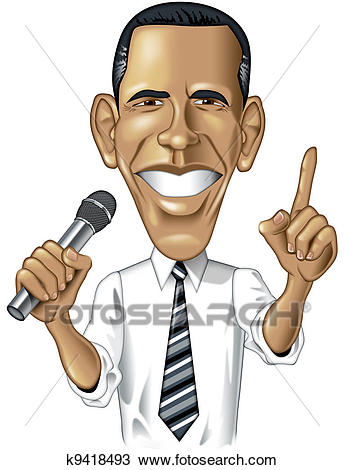Drawing - Barack Obama Caricature. Fotosearch - Search Clipart,  Illustration, Fine Art Prints