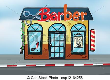 ... Barber shop - Illustration of barber shop on road