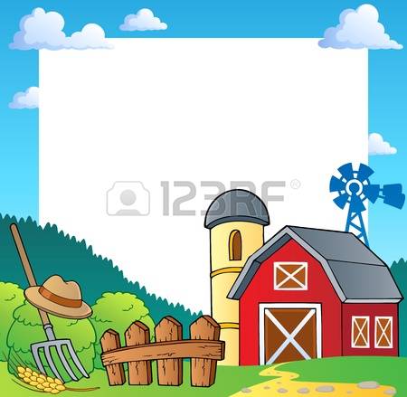 barnyard: Farm theme frame 1 - vector illustration
