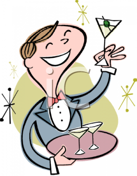 Bartender Holding a Martini Clip Art - Royalty Free Clipart Illustration