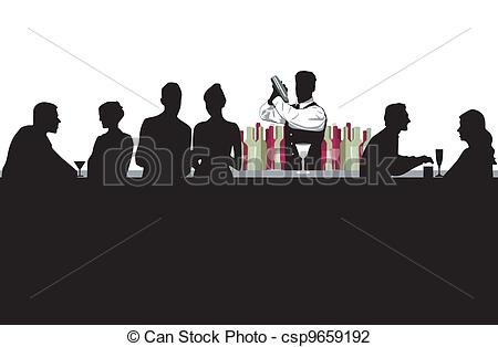 Cocktail bar with bartender