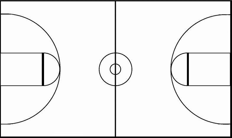 basketball court clipart black and white