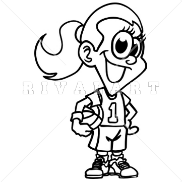 basketball player clipart black and white