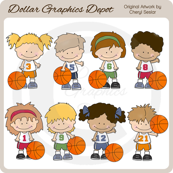 Basketball Kids - Clip Art