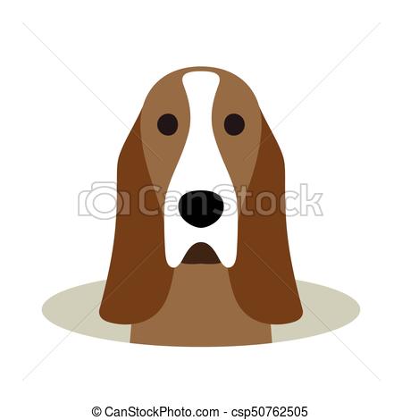 Basset Hound Dog On The Hole,watching, Vector Illustration