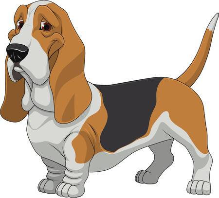 illustration funny dog thoroughbred on a white background