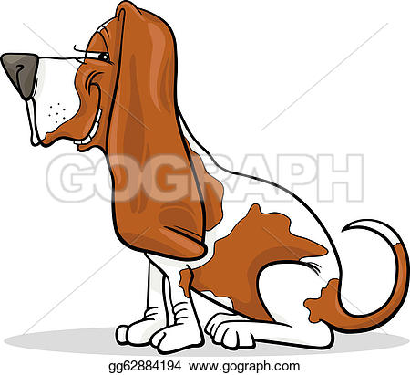 basset hound dog cartoon illu - Hound Dog Clipart
