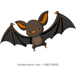 Illustration of cute cartoon Halloween bat flying