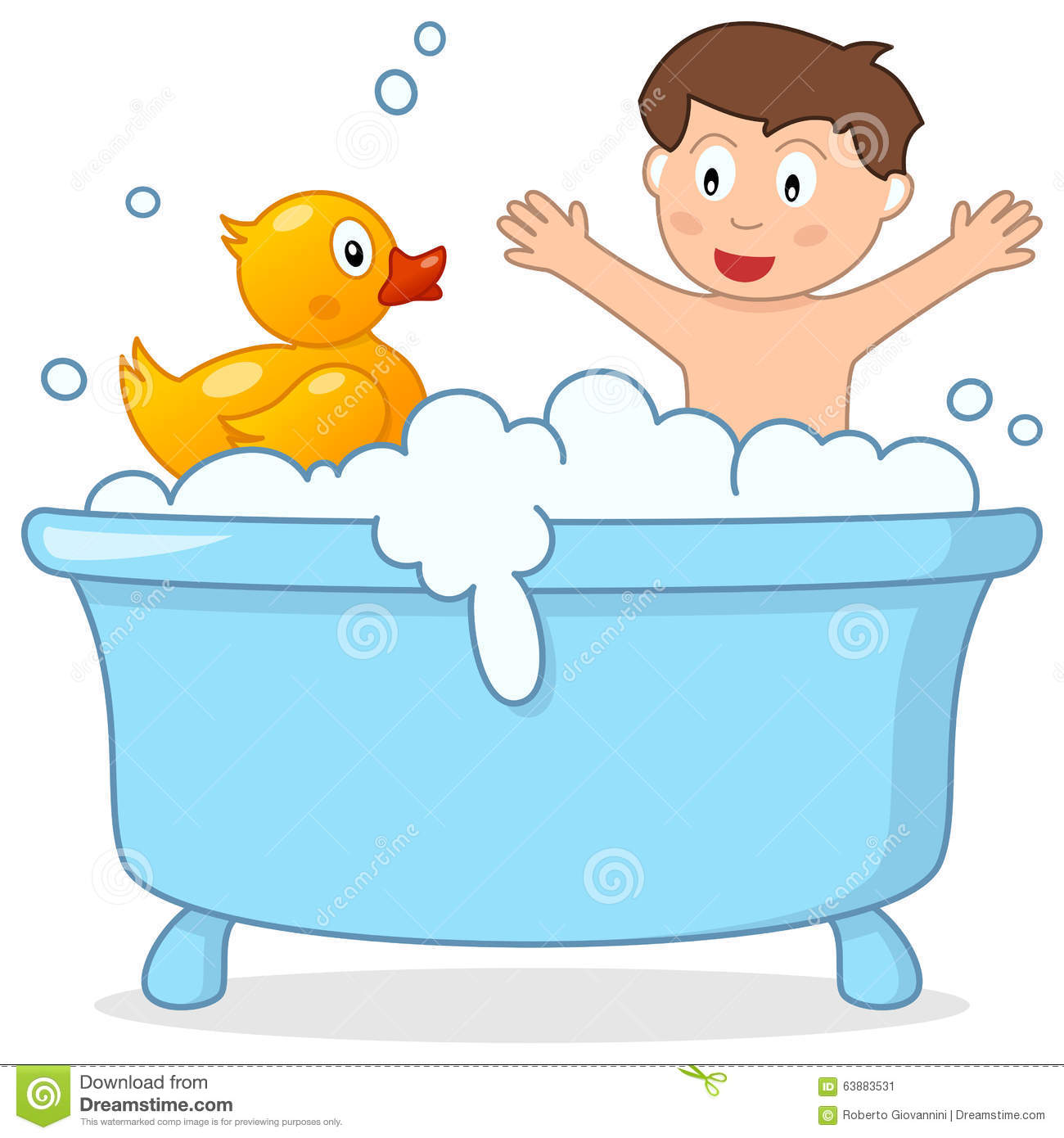 Bath Time With Little Boy . - Bath Clipart
