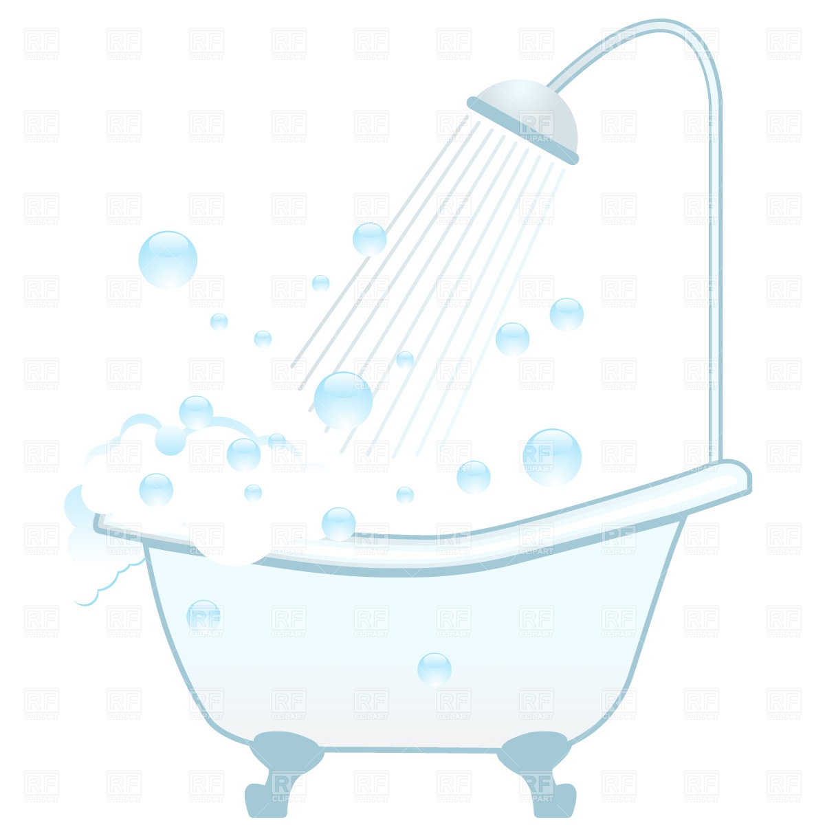Bathtub Shower And Foam Downl - Shower Clip Art
