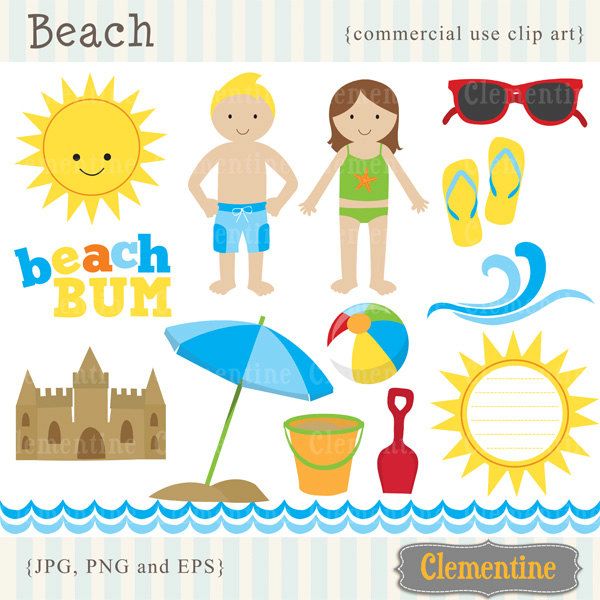Beach clip art images, beach clipart, summer clip art, beach vector, royalty
