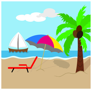 Beach Clipart Image Tropical Island Scene With Coconut Palm Tree