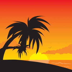 Beach Clipart Image Tropical  - Sunset Clip Art