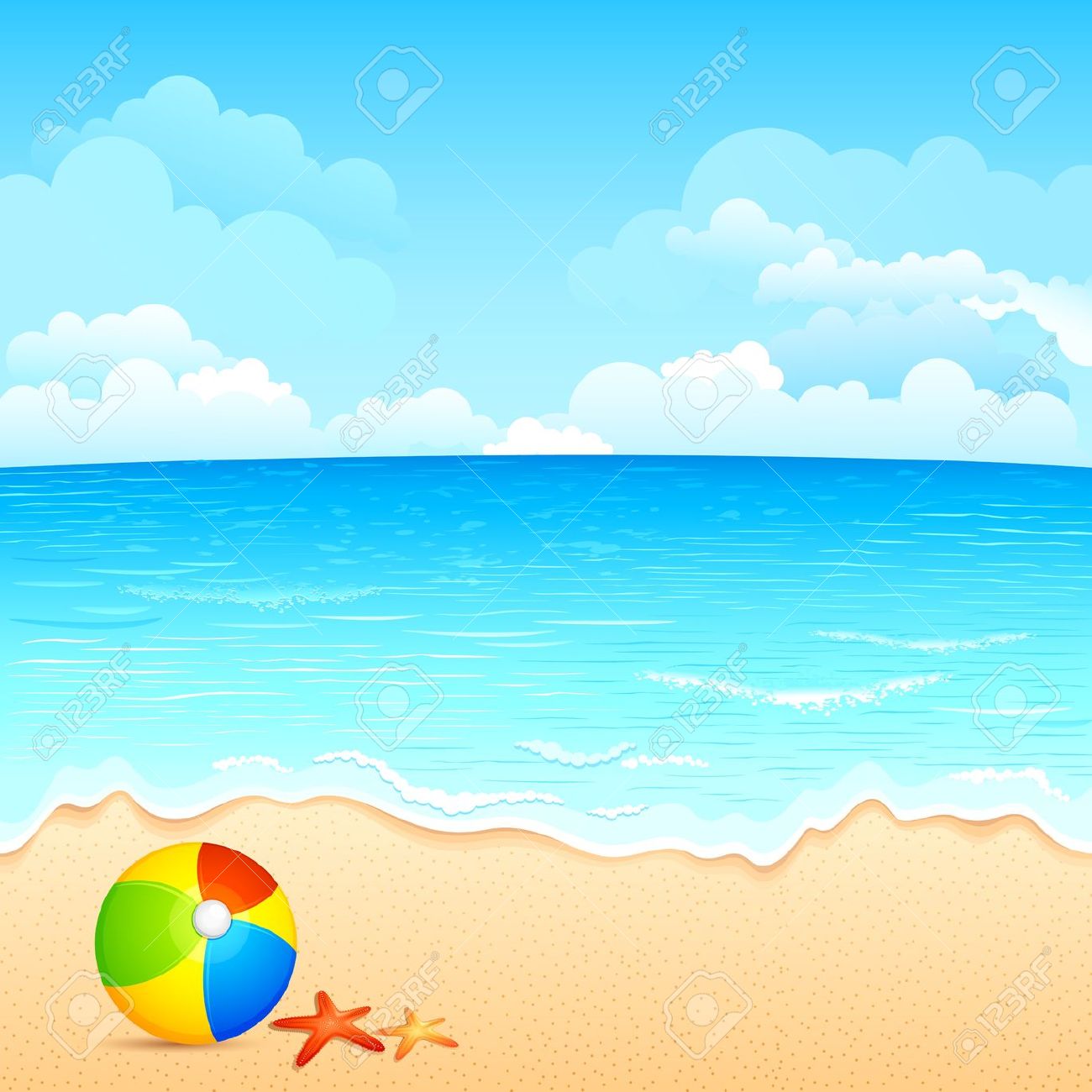 ... Beach Scene Illustration 