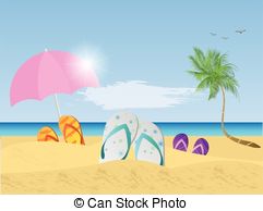 ... Beach Scene Illustration - Illustration of a colorful beach... Beach Scene Illustration Clipartby ...