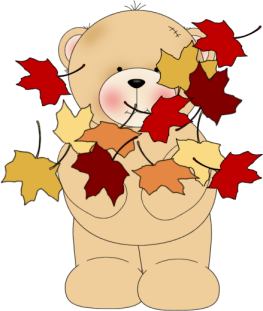 Bear Tossing Leaves Clip Art  - Cute Fall Clip Art