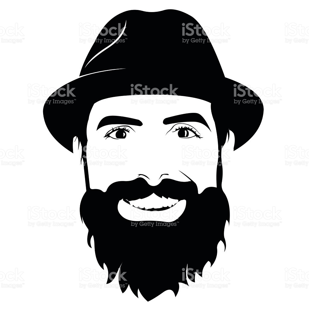 Young bearded man with hat sm - Beard Clipart