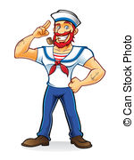 Beard Sailor - bearded sailor with a pipe in his mouth stand.