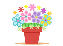 Beautiful Girl Holding Colourful Flower Pot Clipart Size: 60 Kb