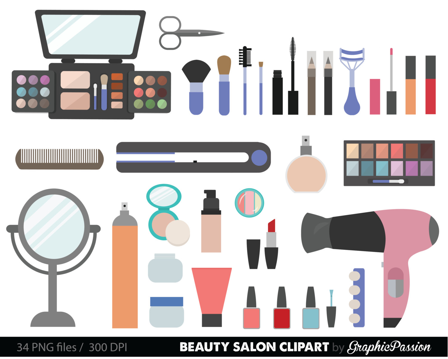 Beauty Collection Digital Clipart Cosmetic Clipart Girly clipart Make up clipart Make up clip art INSTANT DOWNLOAD