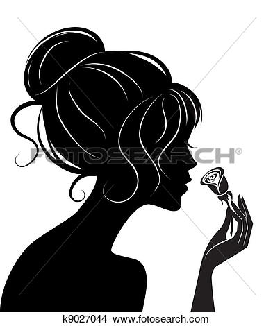 beauty girl silhouette with rose