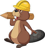 Beaver Rodeo; Cute cartoon beaver wearing safety