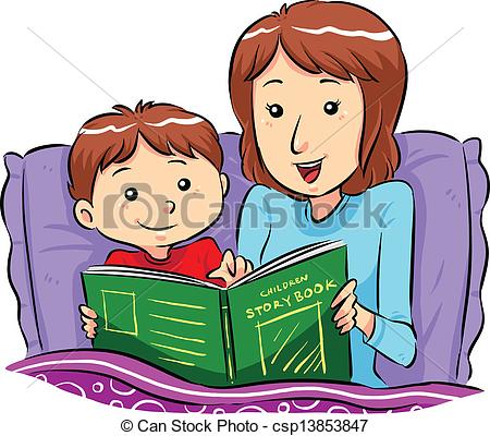... Bed Time Story - Mother reading bed time story for her son.