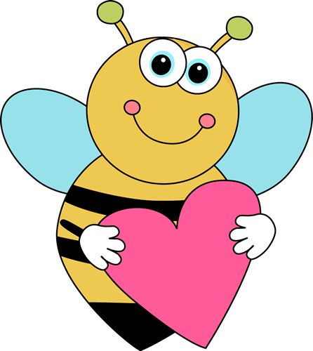 Bee Border Clip Art | Cartoon Valentineu0026#39;s Day Bee - cute cartoon bee holding a pink