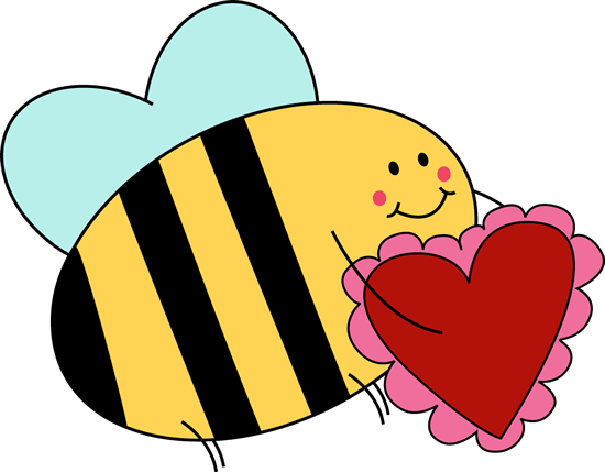 Bee Carrying Valentine Heart - Valentine Clipart