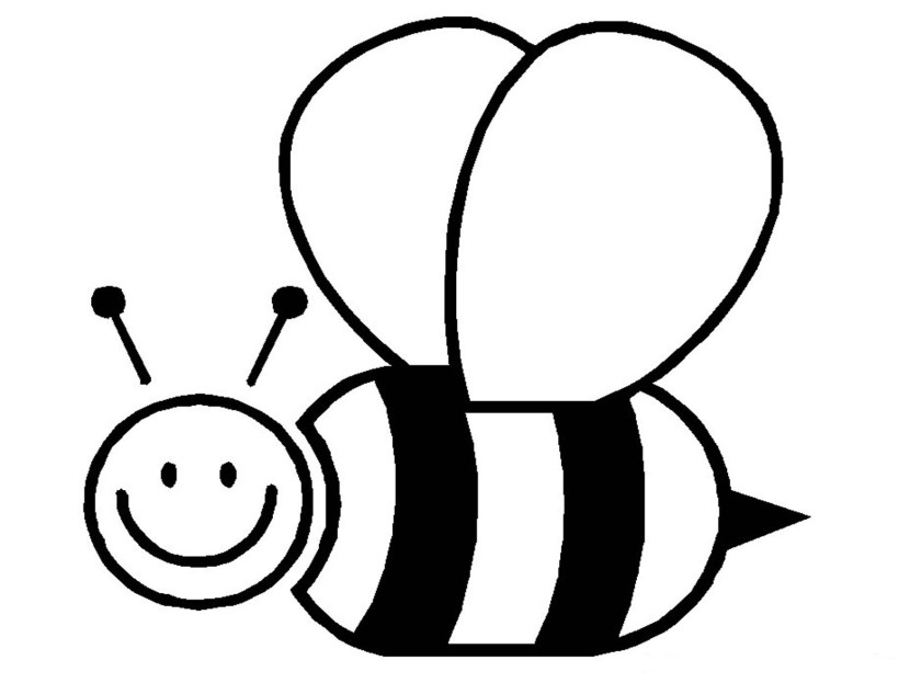 Black And White Bee Clipart. 