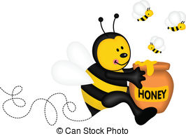 ... Bee holding a pot of hone - Honey Pot Clip Art