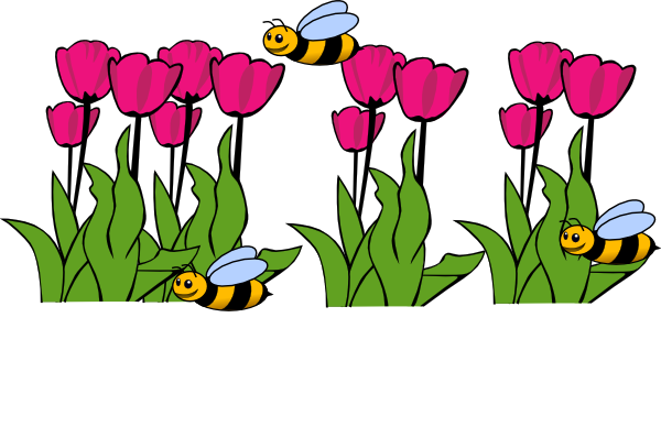 Bees On Tulips clip art .