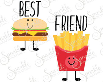 Best Friend Cut File French Fry Cheeseburger Bestie Best Friend BFF SVG Clipart Svg Dxf Eps Png Silhouette Cricut Cut File Commercial Use
