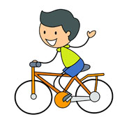 bicycle rider wearing helmet.