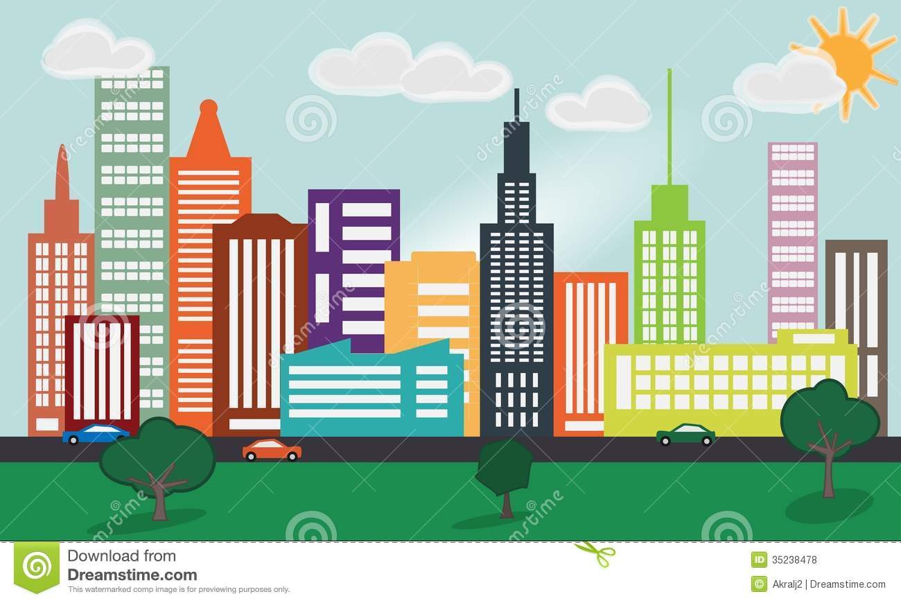 Big City In Distance Royalty  - Clipart City